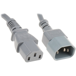 IEC C13 to C14 Power Extension Cable Grey