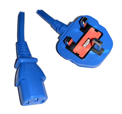 10A UK Plug to IEC C13 Mains Lead Blue