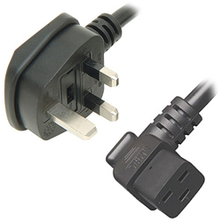 UK Plug to Right Angled IEC C19 Mains Lead