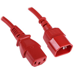 IEC C13 to C14 Power Extension Cable Red (0.75mm²)