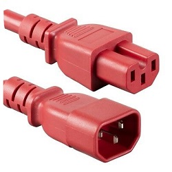 IEC C14 to C15 Power Cable Red