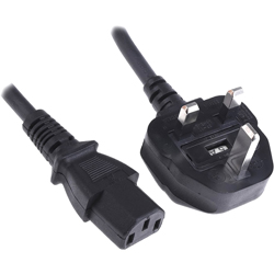 UK 13A - IEC C13 LSZH Cable H05Z1Z1-F 1.0mm Black