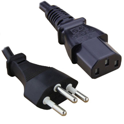Swiss Plug to IEC C13 Mains Lead Black