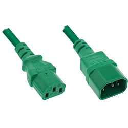 IEC C13 to C14 Power Extension Cable Green
