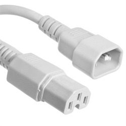 IEC C14 to C15 Power Extension Cable White