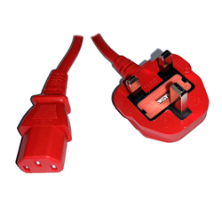 10A UK Plug to IEC C13 Mains Lead Red
