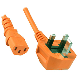 5A UK Plug to IEC C13 Mains Lead Orange
