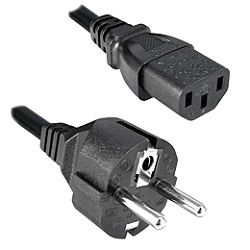 Straight Euro Schuko Plug to IEC C13 Mains Lead