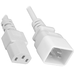 IEC C20 to C13 Power Extension Cable White