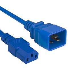 IEC C20 to C13 Power Extension Cable Blue