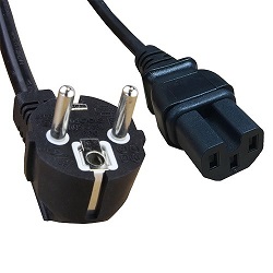 Euro Schuko Plug to IEC C15 Mains Lead