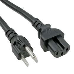 US 3 Pin Plug to IEC C15 Mains Lead