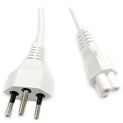 Swiss Plug to IEC C5 Cloverleaf Cable White