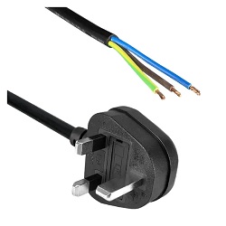 5A UK Plug to Stripped Bare End Cable (0.75mm2)