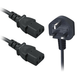 UK Plug to 2 x IEC C13 Mains Y Splitter Cable