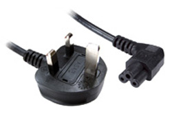 UK Plug to Right Angled IEC C5 Cloverleaf Cable