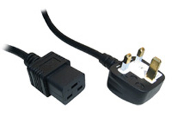 UK 13A Plug to IEC C19 Mains Lead Black