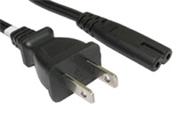 US 2 Pin Plug to IEC C7 Figure 8 Mains Lead Black