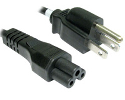 US 3 Pin Plug to IEC C5 Cloverleaf Cable Black