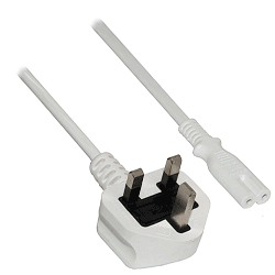 UK 3A Plug to IEC C7 Figure 8 Cable White