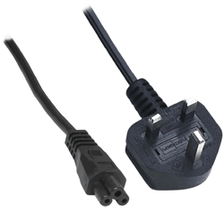 UK 5A Plug to IEC C5 Cloverleaf Cable Black