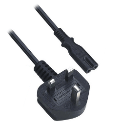 UK 3A Plug to IEC C7 Figure 8 Cable Black