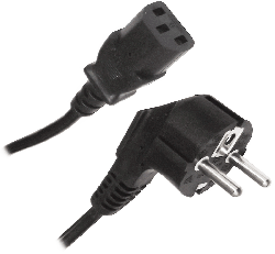 Euro Schuko Plug to IEC C13 Mains Lead Black (0.75mm²)