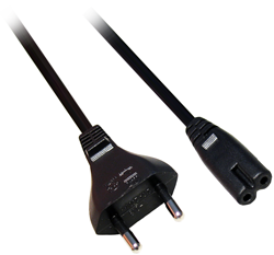 2 Pin Euro Plug to IEC C7 Figure 8 Mains Lead Black