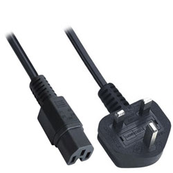 UK 13A - IEC C15 Cable H05RR-F 1.0mm Black