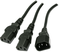 IEC C14 to 2 x C13 Mains Y Splitter Cable
